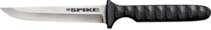 Cold Steel CS-53NCC Spike  4" Fixed Drop Point Plain Cryo 4116 SS Blade/Black Scalloped Griv-Ex Handle Includes Bead Chain Lanyard/Sheath | Elite Firearms