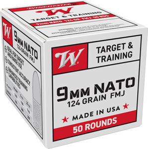 Winchester Ammo W9NATO50 USA  9mm NATO 124 gr Full Metal Jacket 50 Per Box/20 Case