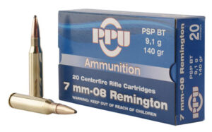 PPU PP708 Metric Rifle 7mm-08 Rem 140 gr Pointed Soft Point Boat Tail 20 Per Box/ 10 Case | Elite Firearms