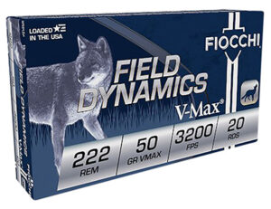Fiocchi 222HVA Field Dynamics 222 Rem 50 gr Hornady V Max 20 Per Box/ 10 Case | Elite Firearms