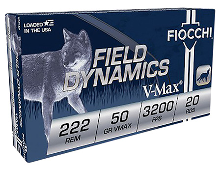 Fiocchi 222HVA Field Dynamics 222 Rem 50 gr Hornady V Max 20 Per Box/ 10 Case | Elite Firearms