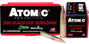 Atomic Ammunition 00465 Rifle Subsonic 300 Blackout 220 gr Hollow Point Boat Tail 50 Per Box/ 10 Case | Elite Firearms