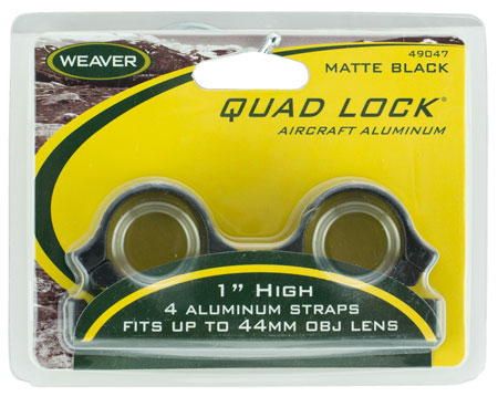 Weaver Mounts 49047 Quad Lock Detachable Rings Matte Black 1" High | Elite Firearms