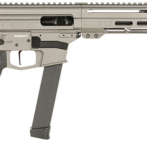 CMMG 99A68A2TNG Dissent MKGS 9mm Luger 33+1 6.50", Tungsten Gray Rec, Picatinny Brace Adapter, 5.50" M-LOK Handguard, Left Side Charging Handle, Zeroed Linear Comp, TriggerTech Trigger