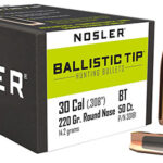 Nosler 30181 Ballistic Tip  30 Caliber .308 220 GR Round Nose/ 50 Per Box