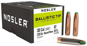Nosler 30181 Ballistic Tip  30 Caliber .308 220 GR Round Nose/ 50 Per Box