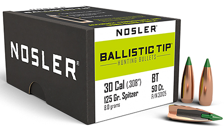 Nosler 30125 Ballistic Tip  30Cal 125gr Spitzer 50/Box | Elite Firearms