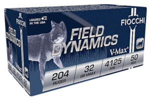 Fiocchi 204HVA Field Dynamics  204Ruger 32gr Hornady V Max 50 Per Box/20 Case | Elite Firearms