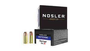 Nosler 38432 Defense Handgun 9mmLuger+P 124gr Bonded Performance Jacketed Hollow Point 20 Per Box/10 Case | Elite Firearms