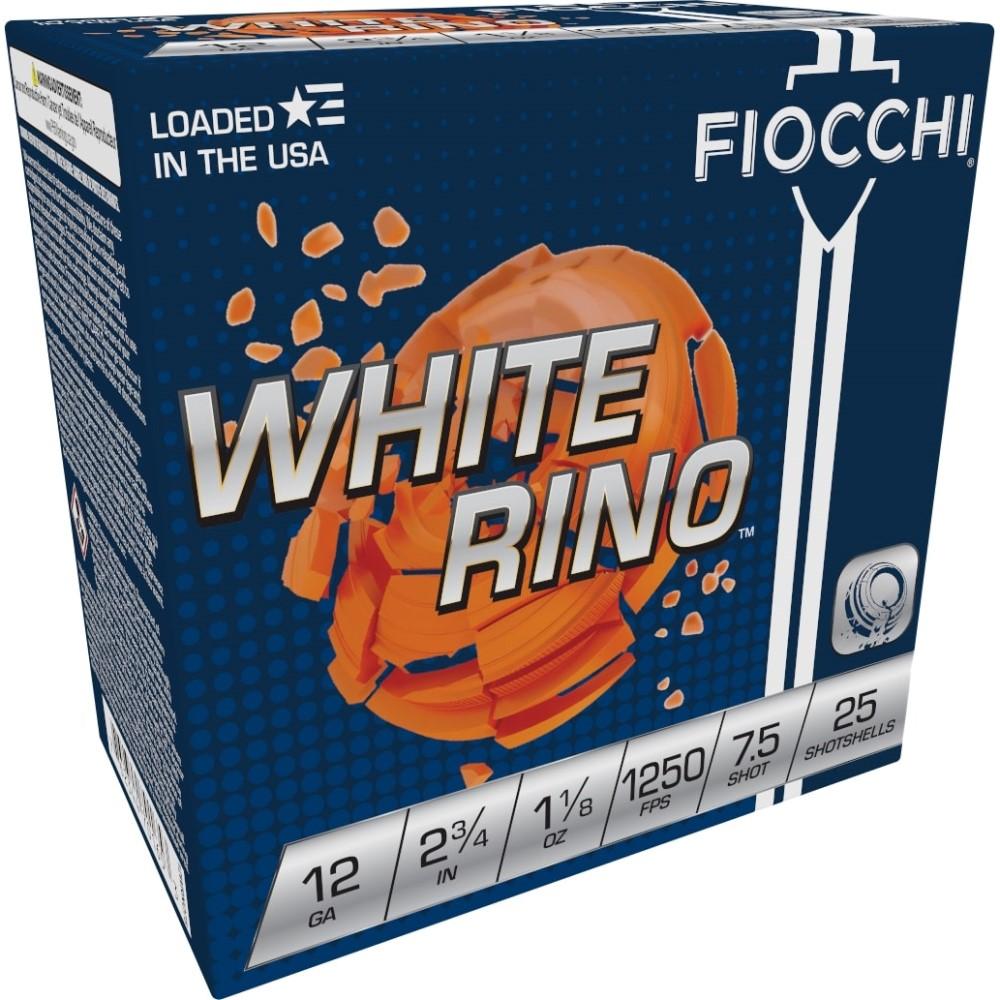 Fiocchi Exacta White Rino Shotshells 12ga 2-3/4" 1-1/8oz 1250 fps #7.5 25/ct | Elite Firearms