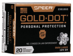 Speer 23618GD Gold Dot Personal Protection 9mmLuger 124gr Hollow Point 20 Per Box/10 Case | Elite Firearms
