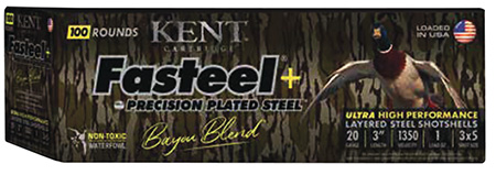 Kent Cartridge CC203FSP283X5 Fasteel + Precision Steel Sports South Exclusive Bayou Blend 20Gauge 3" 1oz 3x5Shot 100Per Box/2 Case *Case Only | Elite Firearms