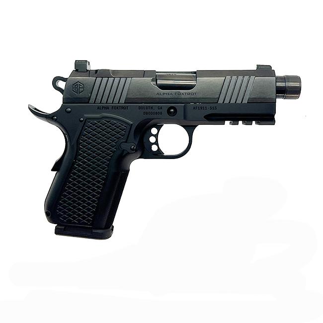 Alpha Foxtrot AF1911-S15 AMBI-BOB Handgun 9mm Luger 15rd Magazine 3.5'' Threaded Barrel Optic Ready DLC Black | Elite Firearms