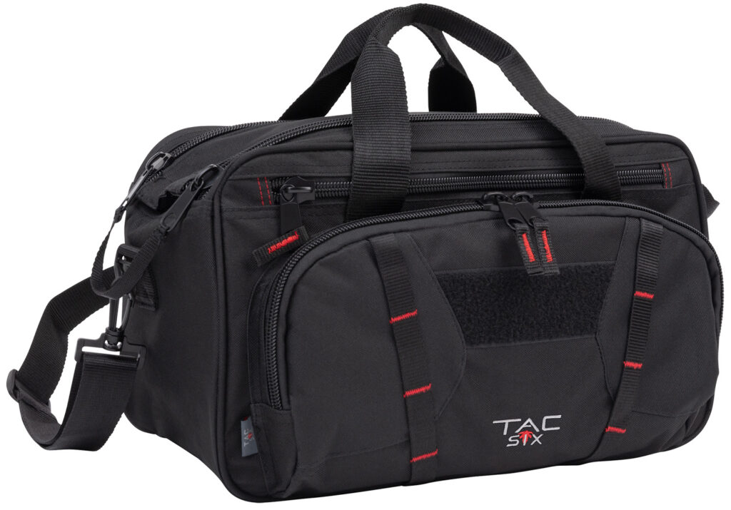 Tac Six 8247 Tactical Sporter Range Bag Black Endura with Removable Shoulder Strap, Pockets, Padded Pistol Rug & Exterior Webbing | Elite Firearms