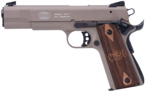 Mauser Rimfire 4110604 1911 22 LR 10+1 5" Black Steel Barrel, Tan Serrated Aluminum Slide, Tan Aluminum Frame w/Beavertail, Walnut Grip, Ambidextrous | Elite Firearms