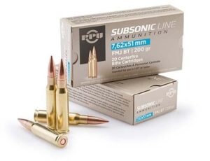 PPU Subsonic Rifle Ammunition 7.62x51mm 200 gr FMJBT 1050 fps 20/ct | Elite Firearms