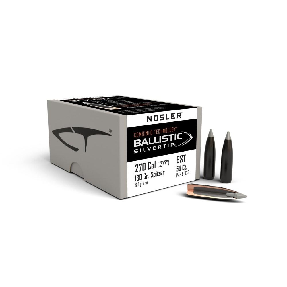 Nosler Ballistic SilverTip Hunting Bullets .270 cal .277" 130 gr SBT-BSTIP 50/ct | Elite Firearms