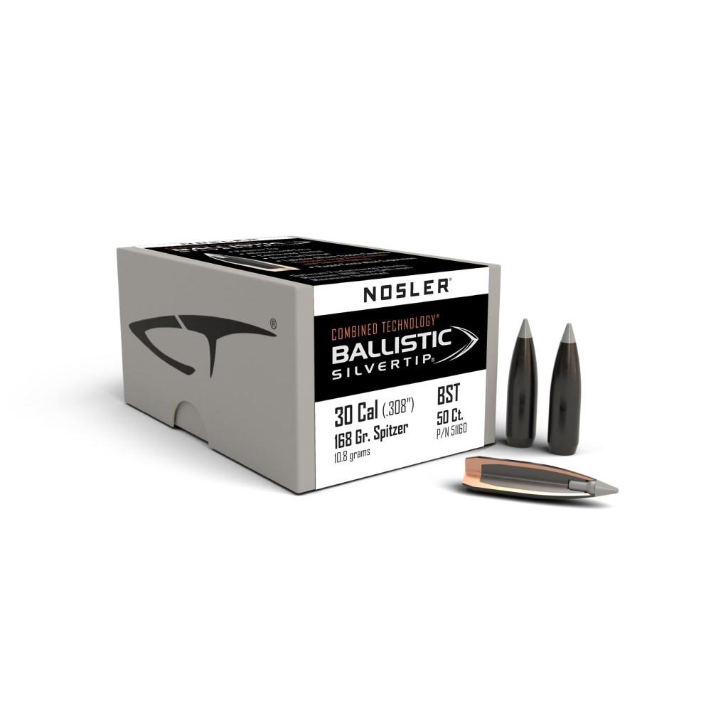 Nosler Ballistic SilverTip Hunting Bullets .30 cal .308″168 gr SBT-BSTIP 50/ct
