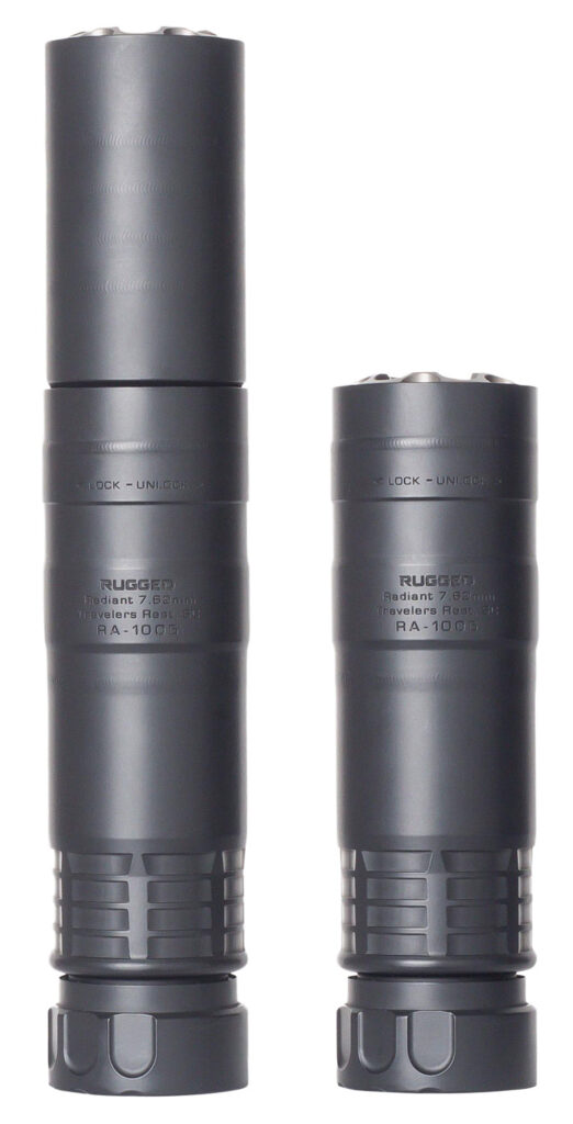 Rugged Suppressors RAD01762 Radiant762 7.62mm 1.50" Diameter, 17-4 Stainless Steel, Black Cerakote Finish, 5/8"-24 tpi