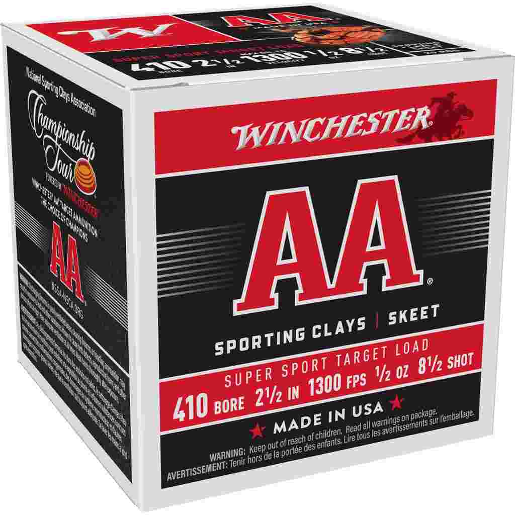 Winchester AA Sporting Clays Shotshells 410 ga 2-1/2" 1/2oz #8.5 1300 fps 25/ct | Elite Firearms