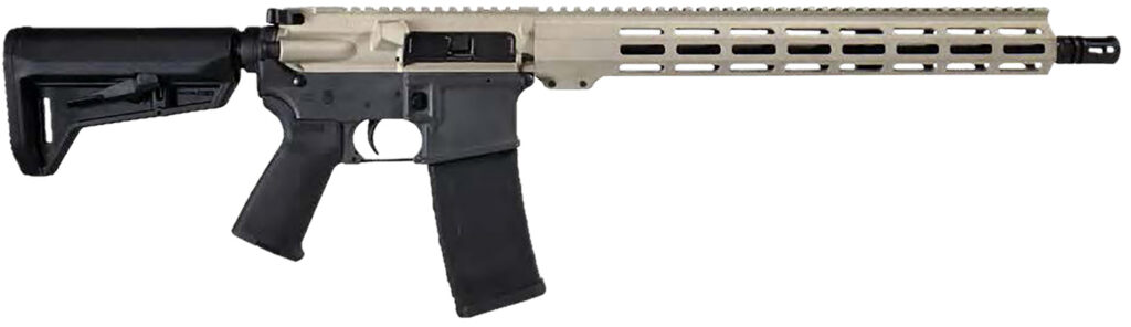 Shark Coast Tactical 300-055-1000-20 Badger  5.56 NATO 30+1 16" Black Nitride Threaded Barrel, Gray & Tan Cerakote Picatinny Rail Aluminum Receiver, Magpul SL-K Black Polymer Stock, Black Polymer Grip | Elite Firearms