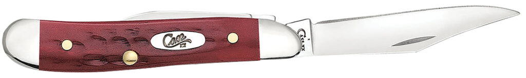Case 00781 Peanut  Medium 2.10"/1.53" Folding Clip Point/Pen Plain Mirror Polished Tru-Sharp SS Blade Corn Cob Jigged Old Red Bone Handle | Elite Firearms
