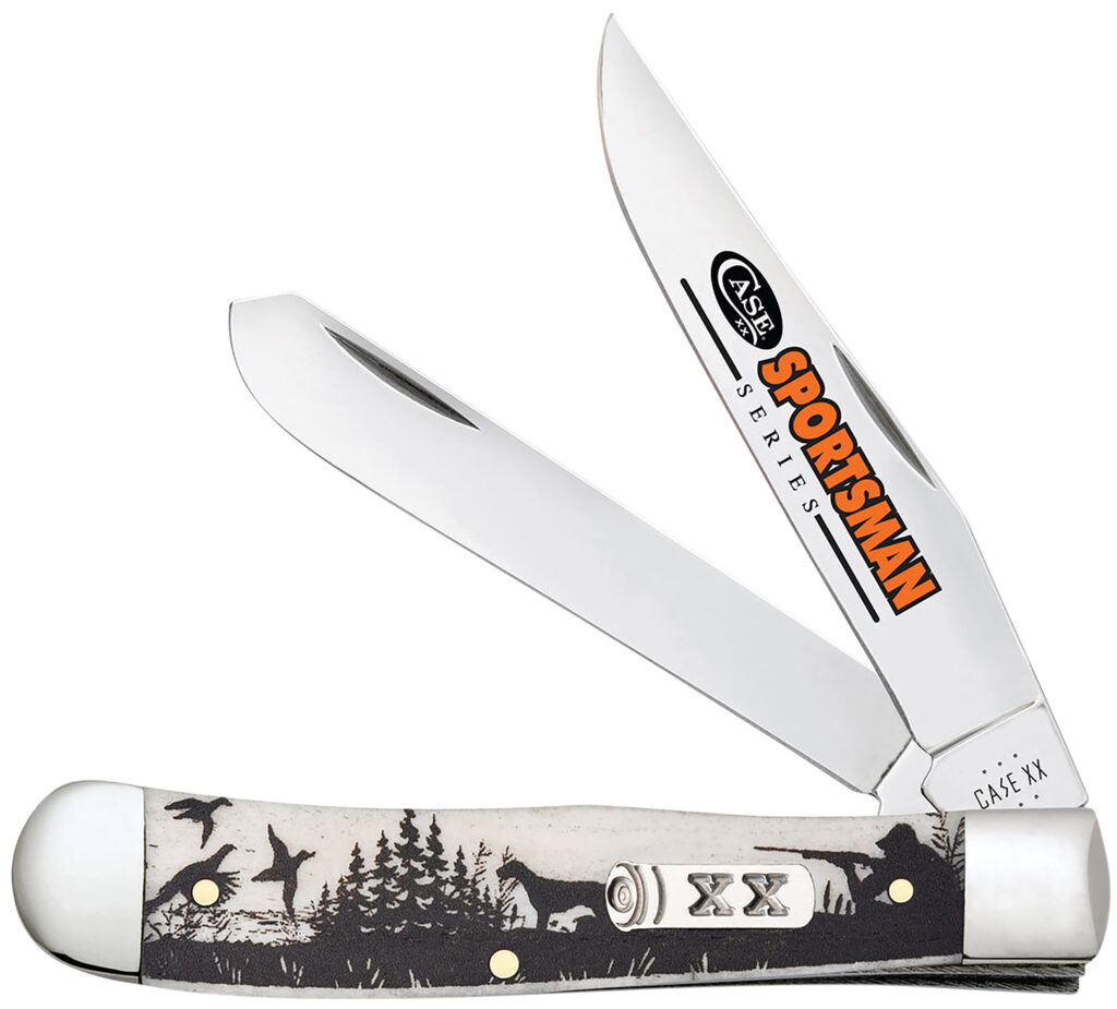 Case 81224 Trapper Sportsman Folding Clip Point/Spey Plain Mirror Polished Tru-Sharp SS Blade/Bird Dog Hunter Embellished Natural Bone Handle | Elite Firearms