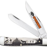Case 81224 Trapper Sportsman Folding Clip Point/Spey Plain Mirror Polished Tru-Sharp SS Blade/Bird Dog Hunter Embellished Natural Bone Handle | Elite Firearms