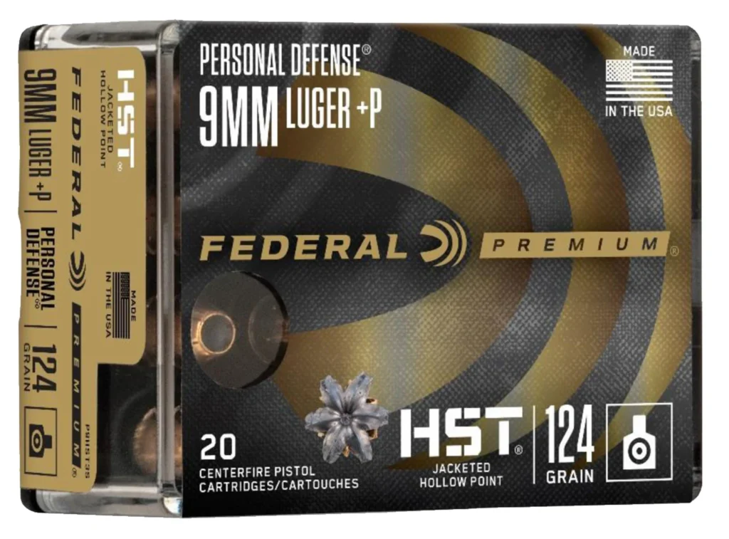 Federal P9HST3S Premium Personal Defense 9mmLuger+P 124gr HST Jacketed Hollow Point 20 Per Box/10 Case | Elite Firearms