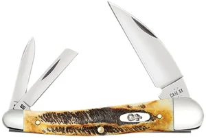 Case 65347 Seahorse Whittler Seahorse Whittler Folding Coping/Pen/Wharncliffe Plain Mirror Polished Tru-Sharp SS Blade, Burnt Dark Amber 6.5 BoneStag Handle | Elite Firearms