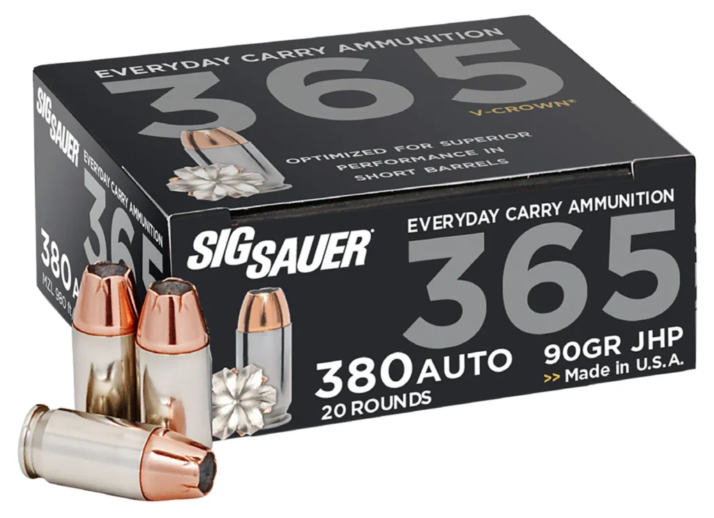 Sig Sauer E380A136520 Elite Performance 365 380ACP 90gr V-Crown Jacketed Hollow Point 20 Per Box/10 Case | Elite Firearms