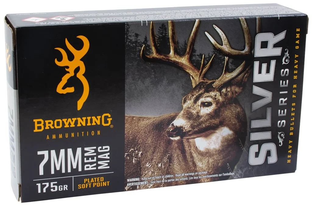 Browning Ammo B192600071  Silver 7mmRem Mag 175gr Plated Soft Point 20 Per Box/10 Case | Elite Firearms