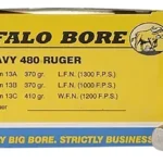 Buffalo Bore Ammunition 13C20 Heavy Strictly Business 480Ruger 410gr Wide Flat Nose 20 Per Box/12 Case | Elite Firearms