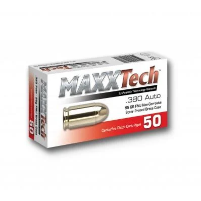 Maxxtech Brass Case Handgun Ammunition .380 ACP 95 gr FMJ | Elite Firearms
