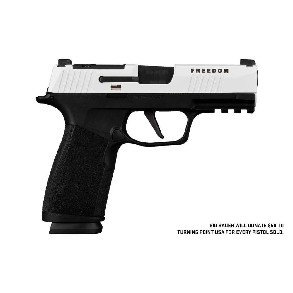 SIG P365-XMacro Freedom Handgun 9mm luger 17rd Magazines(2) 3.7" Barrel Two-Tone White on Black Optic Ready | Elite Firearms