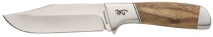 Browning 3220537 Sage Creek  Large 4.50" Fixed Clip Point Plain Satin 9Cr14MoV SS Blade, Brown Zebra Wood Handle | Elite Firearms