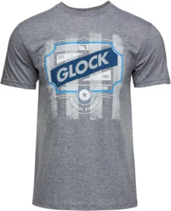 Glock AP96208 Blue Line Tee  Gray Ringspun Cotton/Polyester Short Sleeve XL | Elite Firearms