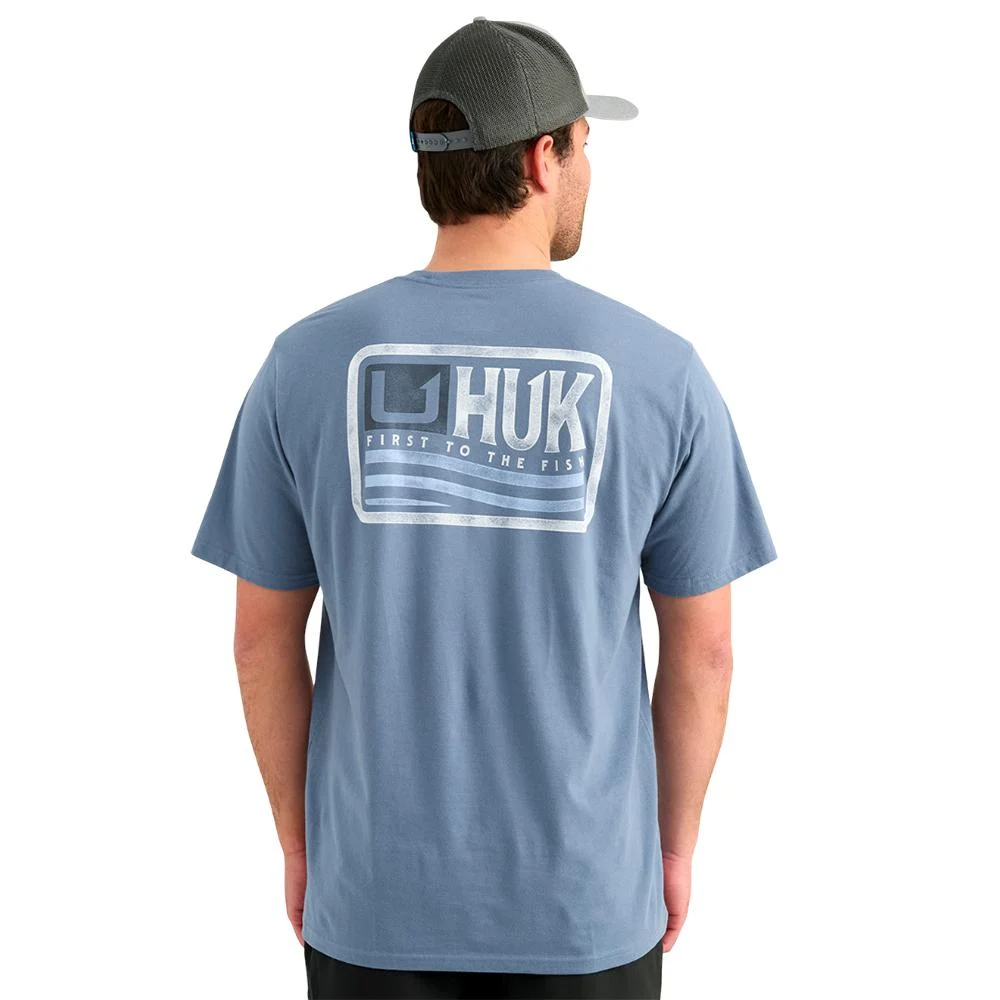 Huk Born Wave Short Sleeve Shirt Stormy Blue S | Elite Firearms