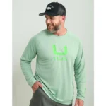 Huk Icon Crew Long Sleeve Shirt Fog Green S | Elite Firearms