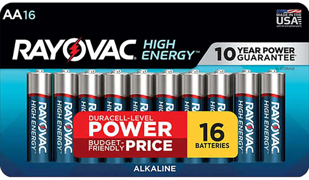 Rayovac 81516LT03 AA HIGH ENERGY Alkaline Batteries Silver/Blue 1.5 Volts 2,700 mAh (16) Single Pack | Elite Firearms