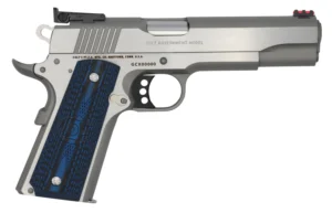 Colt Mfg O5070GCL Gold Cup Lite 45 ACP 8+1 5" Stainless National Match Barrel, Stainless Steel Serrated Slide, Stainless Steel Frame w/Beavertail, Blue Scalloped G10 Grip, Ambidextrous | Elite Firearms