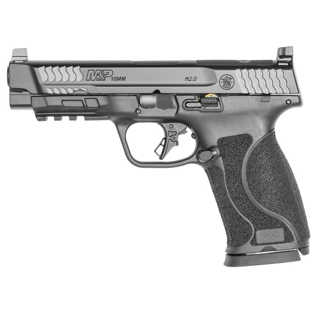 Smith & Wesson 13387 M&P M2.0  Full Size 10mm Auto 15+1 4.60" Black Armornite Stainless Steel Barrel & Optic Cut/Serrated Stainless Steel Slide, Matte Black Polymer Frame w/Picatinny Rail | Elite Firearms