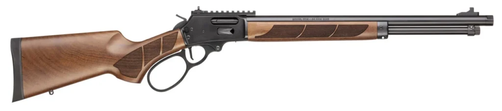 Smith & Wesson 13811 1854  45 Long 9+1 19.25" Black Armornite Threaded Barrel, Black Armornite Picatinny Rail Stainless Steel Receiver, Fixed Walnut w/Textured Grip Panels Stock, Large Loop | Elite Firearms