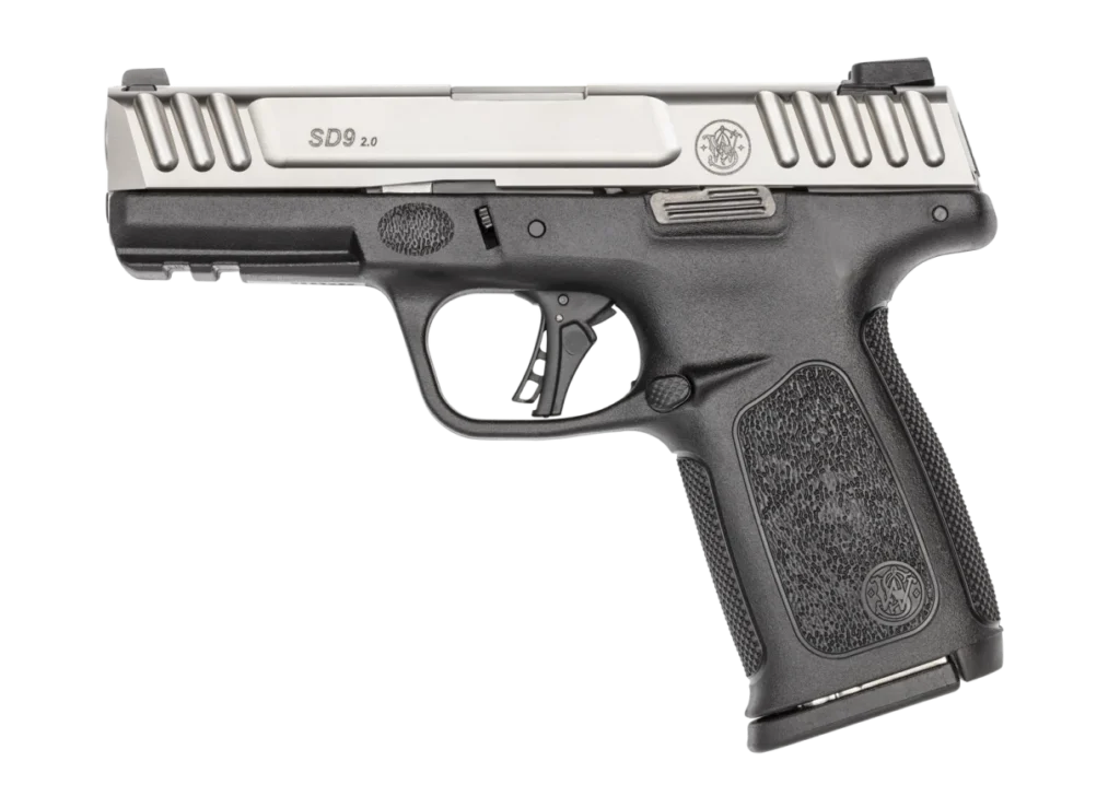 Smith & Wesson 13931 SD9 2.0 Compact Frame 9mm Luger 16+1, 4" Stainless Steel Barrel, Satin Stainless Steel Serrated Slide, Black Polymer Frame w/Picatinny Rail, Black Textured Polymer Grip | Elite Firearms