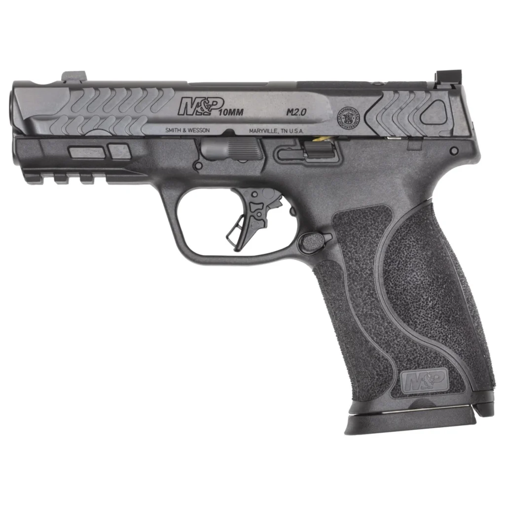 S&W PC M&P 10MM M2.0 Carry Comp Handgun 10mm Auto 15rd Magazines(2) 4" Barrel OR No Thumb Safety Black | Elite Firearms