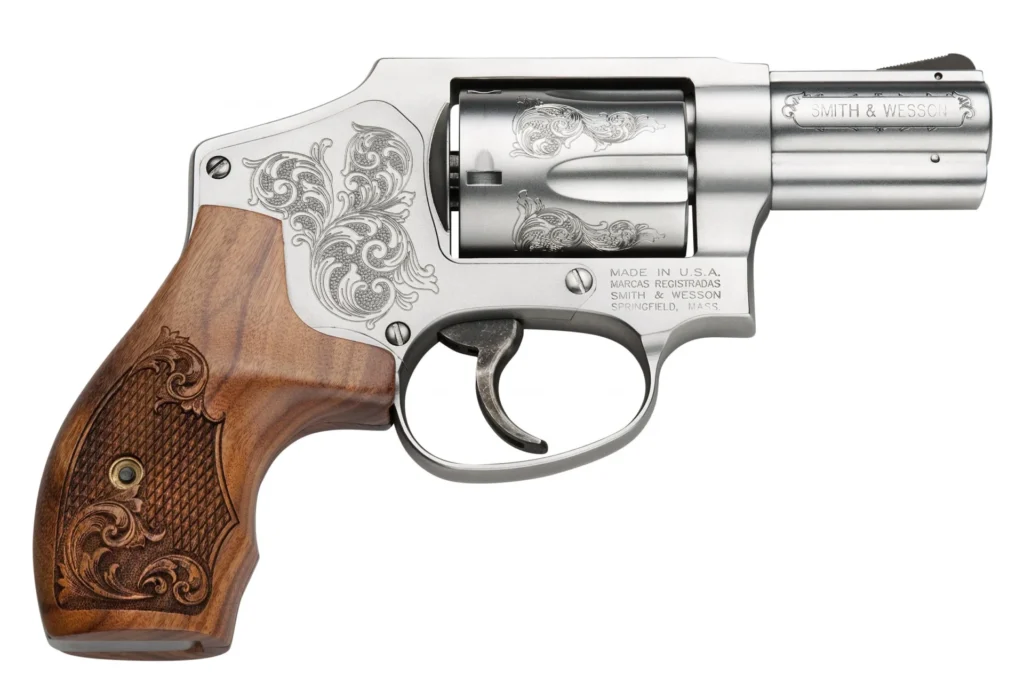 Smith & Wesson 150784 Model 640 *CA Compliant 357 Mag  2.13" Stainless Engraved Barrel , 5rd Stainless Engraved Cylinder, Matte Silver Stainless Steel Engraved J Frame , Wood Engraved Grip | Elite Firearms