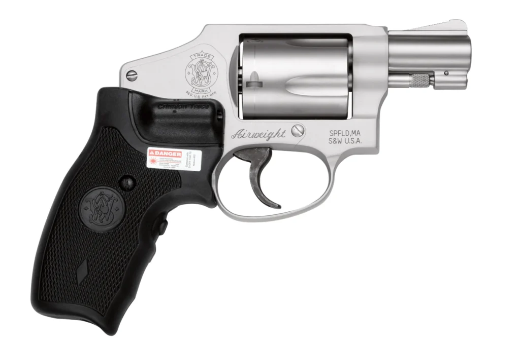 Smith & Wesson 150972 Model 642 Airweight 38 S&W Spl +P 5 Shot 1.88" Stainless Steel Barrel/Cylinder, Matte Silver Aluminum Alloy J-Frame, Includes Crimson Trace LG-305 Lasergrip, No Internal Lock | Elite Firearms