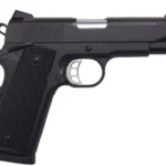 Tisas Arms 10100121 1911 Carry 9mm Luger 9+1 4.25" Black Cerakote Carbon Steel Serrated Slide & Frame w/Beavertail, Black Rubber Grip | Elite Firearms