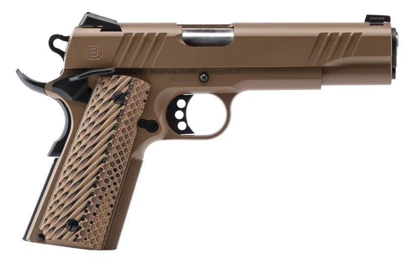 Bersa B1911 Handgun .45 ACP 8rd Magazine 5" Barrel FDE with VZ Grips Night Sight | Elite Firearms