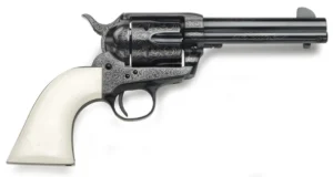 Taylors & Company 200056 1873 Cattleman Outlaw Legacy 45 Colt (LC) Caliber with 4.75" Barrel, 6rd Capacity Cylinder, Overall Blued Engraved Finish Steel & Ivory Synthetic Grip | Elite Firearms